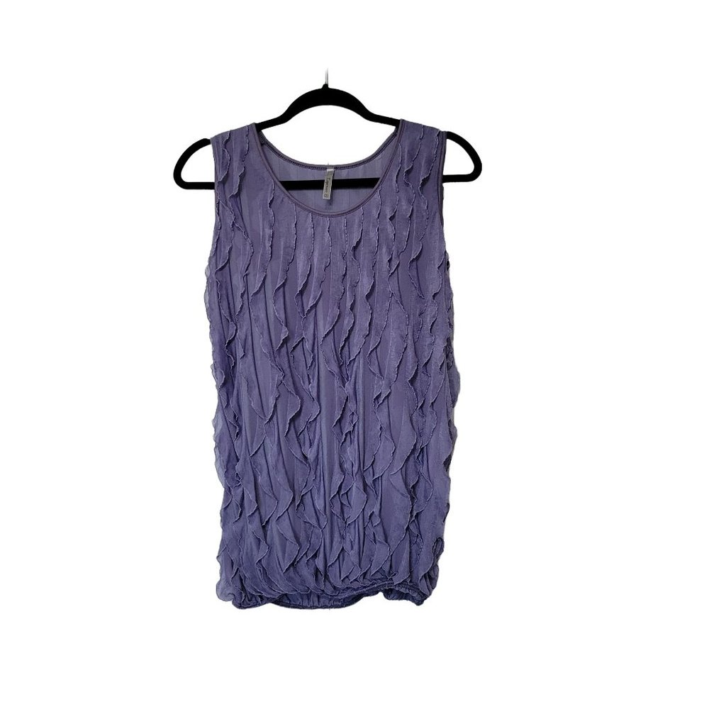 Espresso sleeveless purple ruffled tank top women's size small 1175